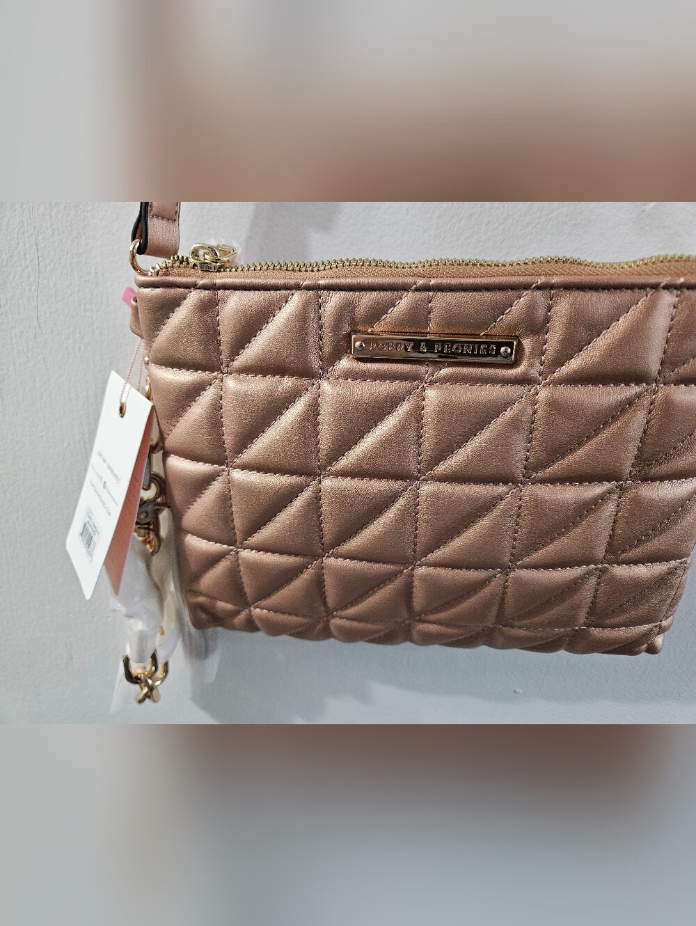 Poppy & Peonies Quilted Crossbody in Rose Gold